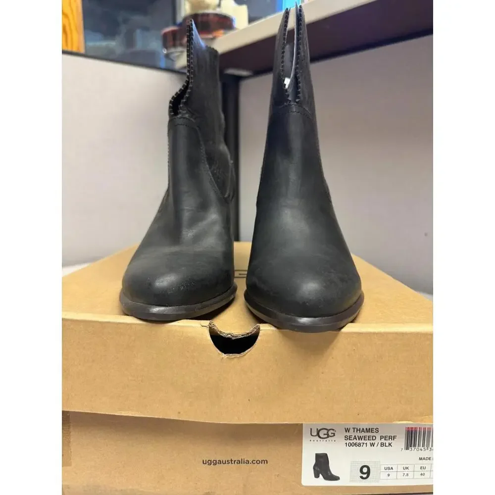 UGG Women's Thames SeaWeed Perf Black Bootie Leather Size 9 Brand New - Picture 3 of 5
